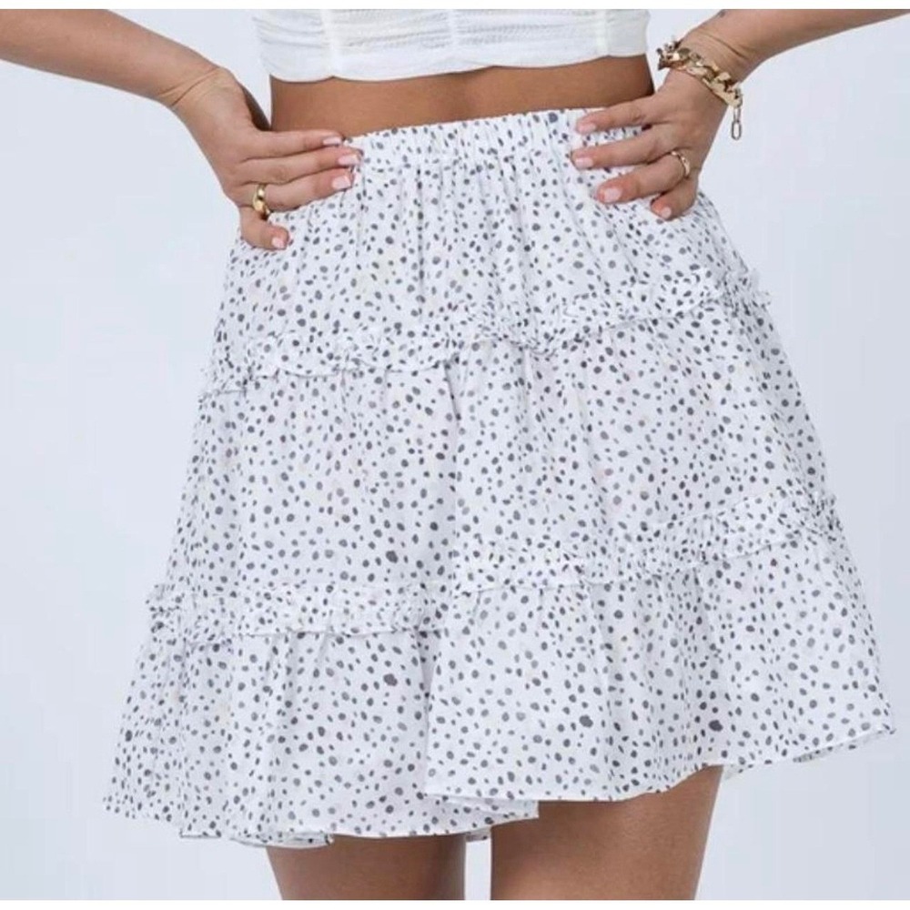 Princess Polly Coquette Feminine Cute Tiered Mini Skirt Polka Dot Ruffle USA 6